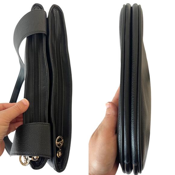 Vintage Longchamp Double Compartment Shoulder Bag Black Made in France - Picture 9 of 11